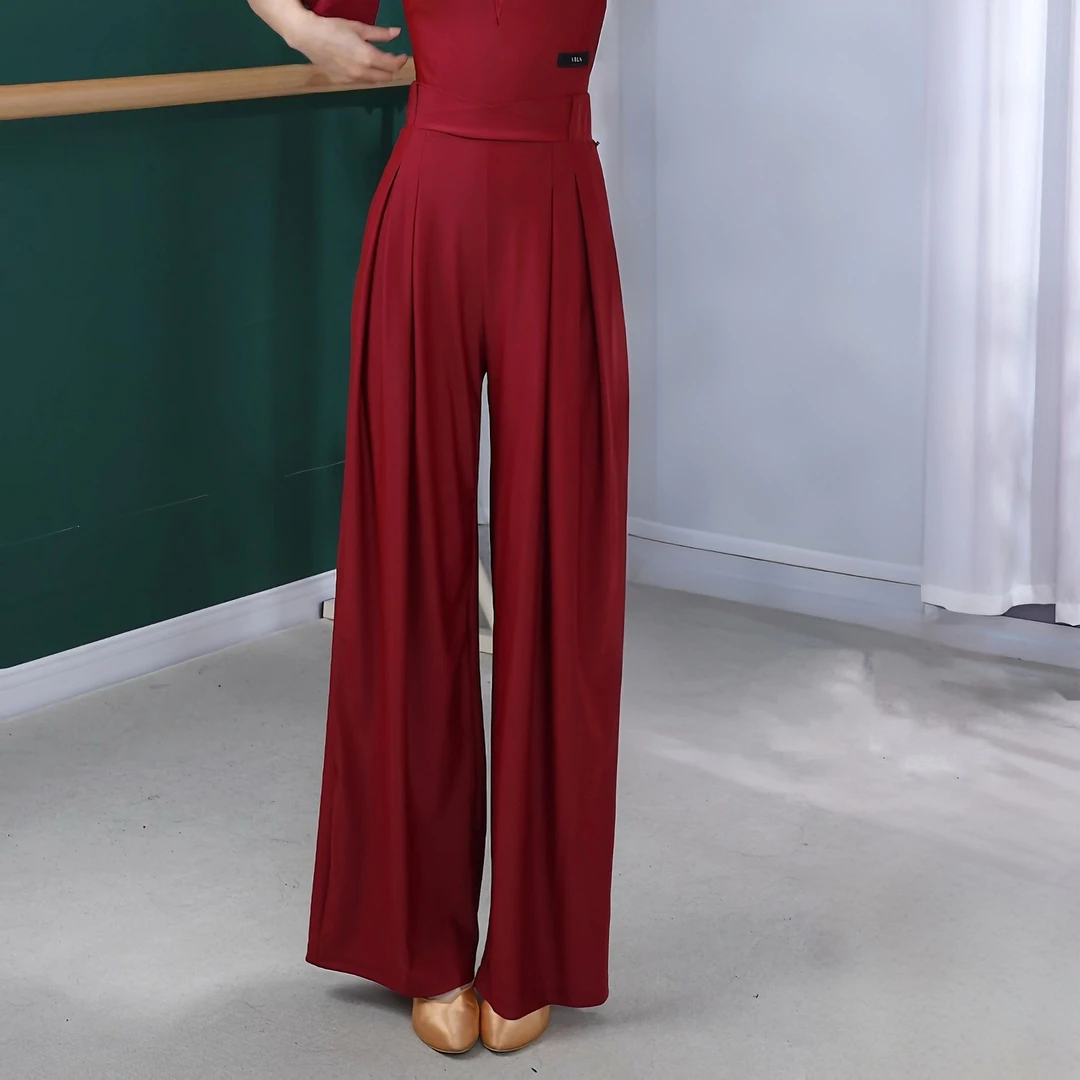 薇拉舞服新款酒红色练功裤摩登服KZ0065