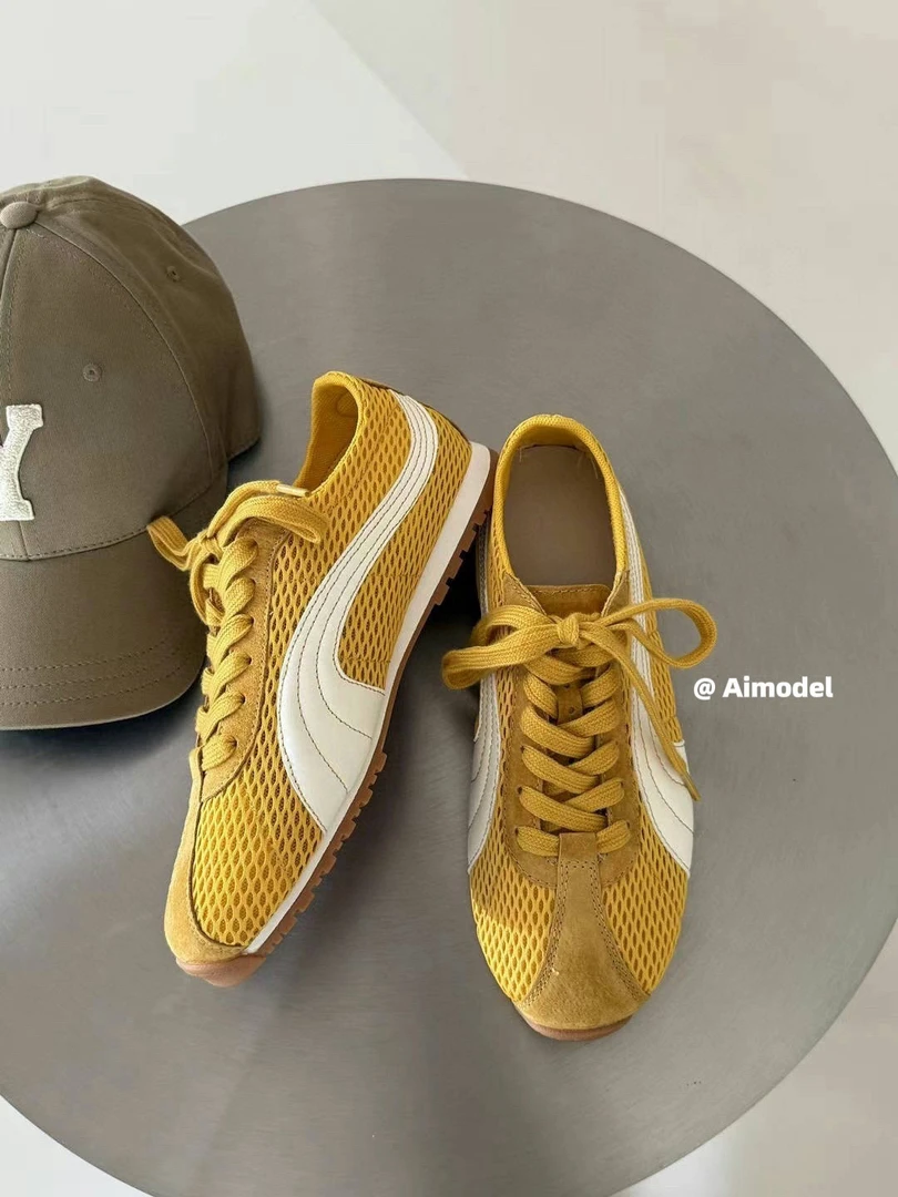 【海南简爱】网面透气德训鞋女撞色系带休闲平底鞋 571-323