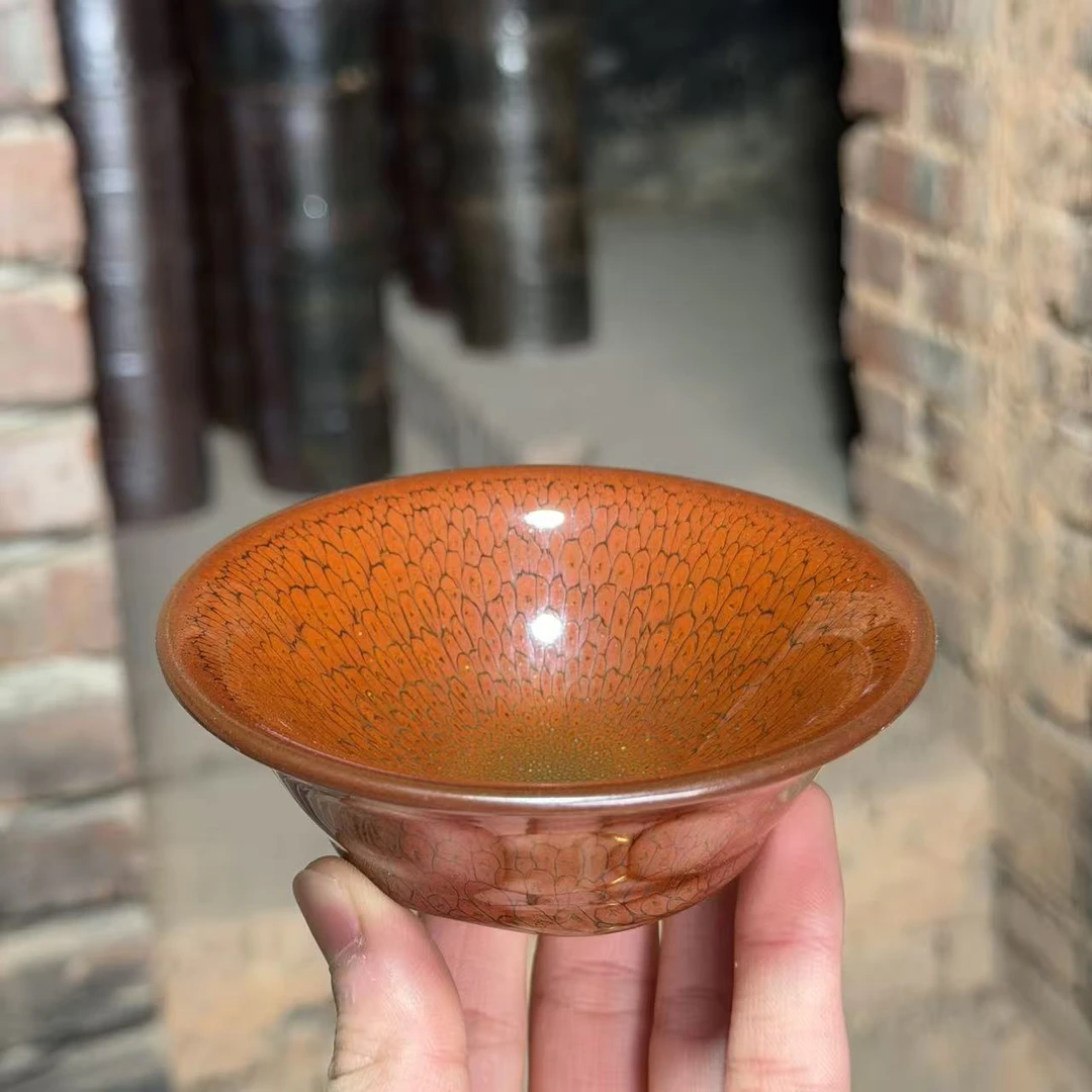 建窑建盏 红鹧鸪 茶器主人杯礼盒装带溯源证书   电烧