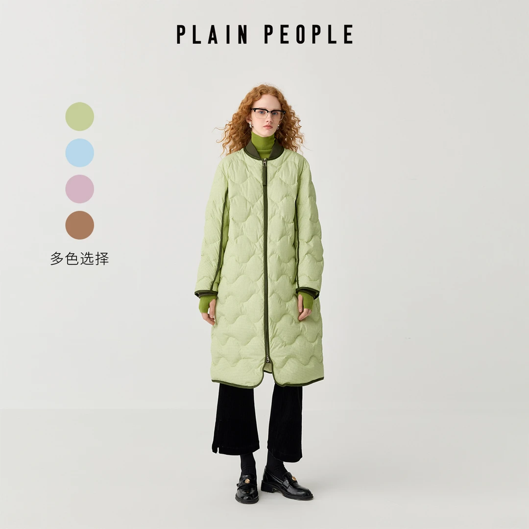 PLAIN PEOPLE轻户外90鸭绒波浪绗缝棒球羽绒服大衣25冬UF1203C41