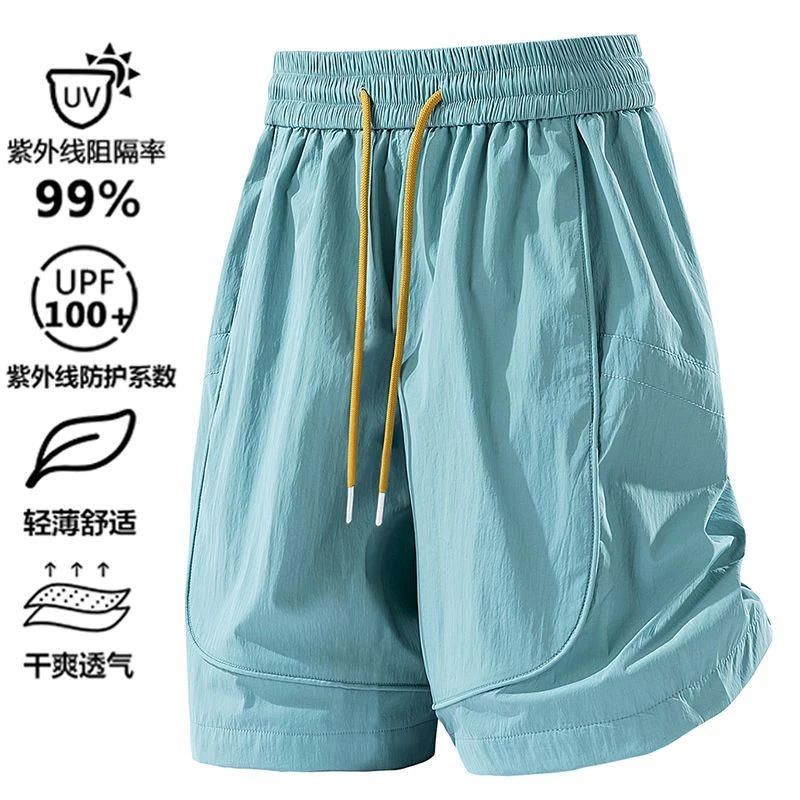 NASA夏季美式速干冰感短裤男女同款宽松运动休闲五分裤休闲裤子