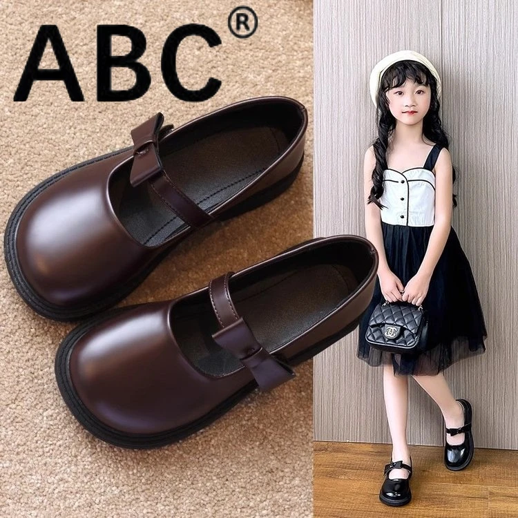 ABC女童皮鞋软底防滑公主鞋黑色儿童单鞋英伦风春款玛丽珍童鞋女