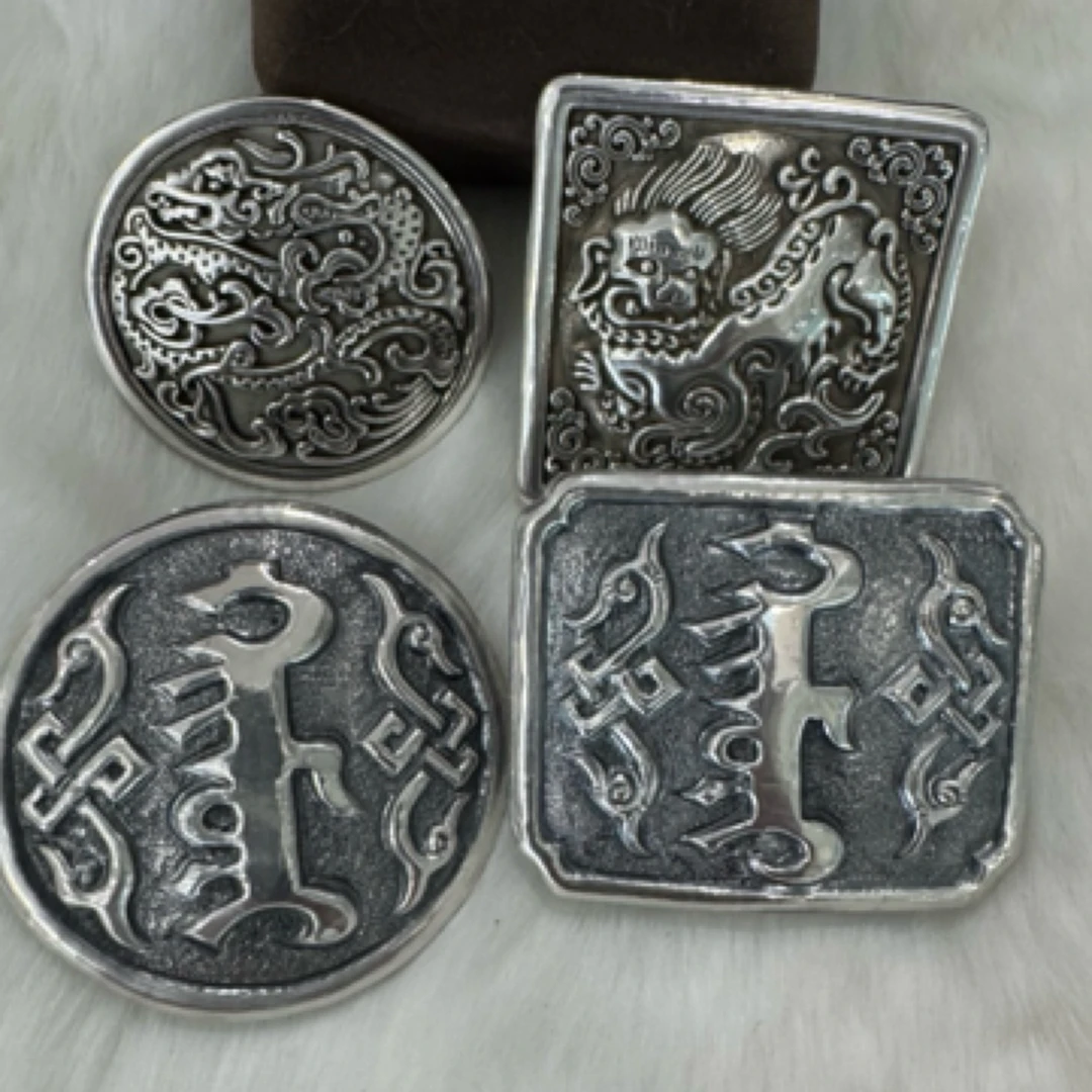 足银银制品 足银手工 蒙古男士帽花