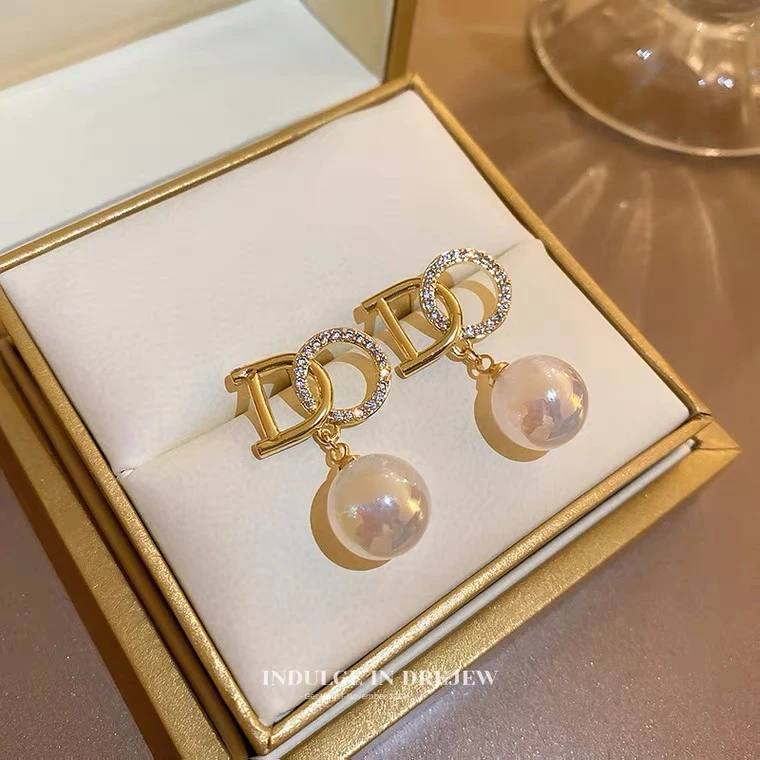 铜合金耳饰 轻奢大气贝珠d0女式简约耳坠百搭耳环耳饰20气质