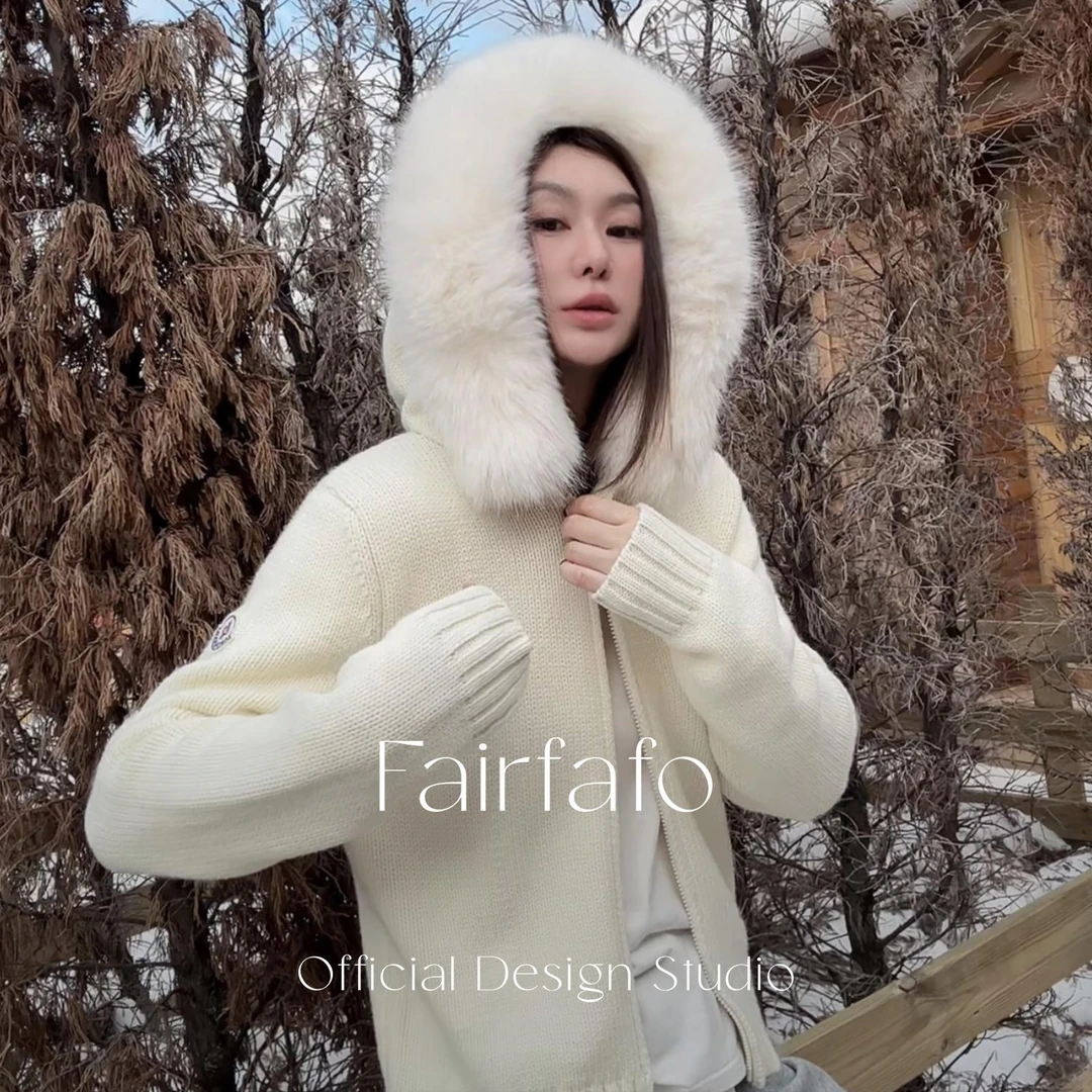 【毛领拉链毛衣外套】NYMY59418保暖温柔高级感连帽毛衣舒适外套