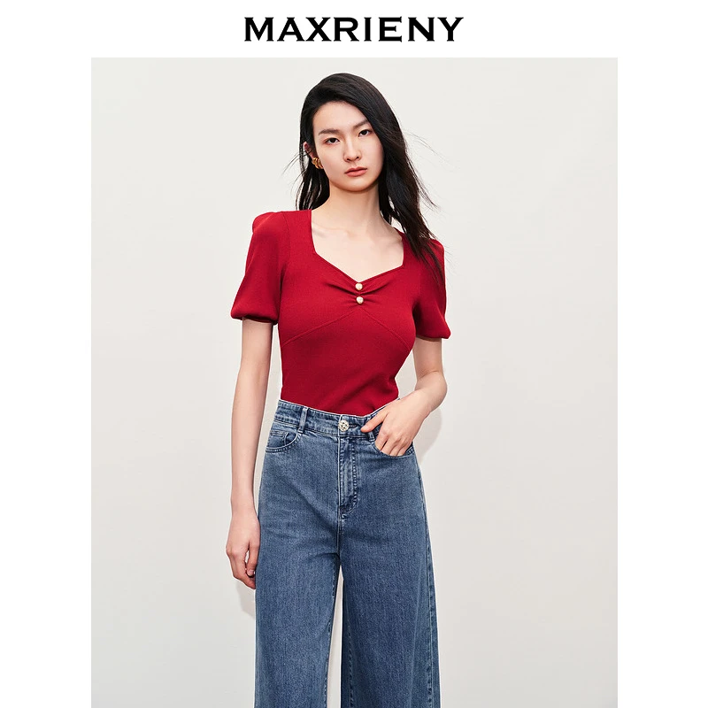 M263【赵老板专属】MAXRIENY复古华丽感套头针织毛衫上衣