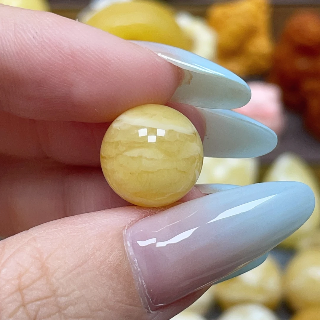「蜜之缘珠宝」天然原矿琥珀蜜蜡圆珠14mm微微瑕