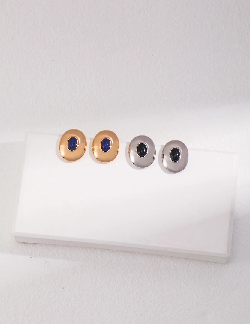 925银耳饰 杨幂同款纯银镀18K金虎睛石耳钉