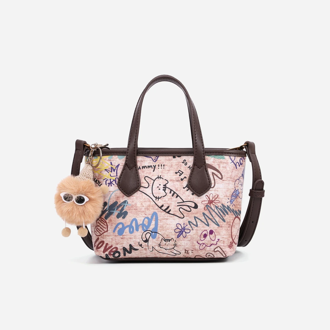 涂鸦印花时尚手提斜挎菜篮子小包GJ24106409涂鸦色