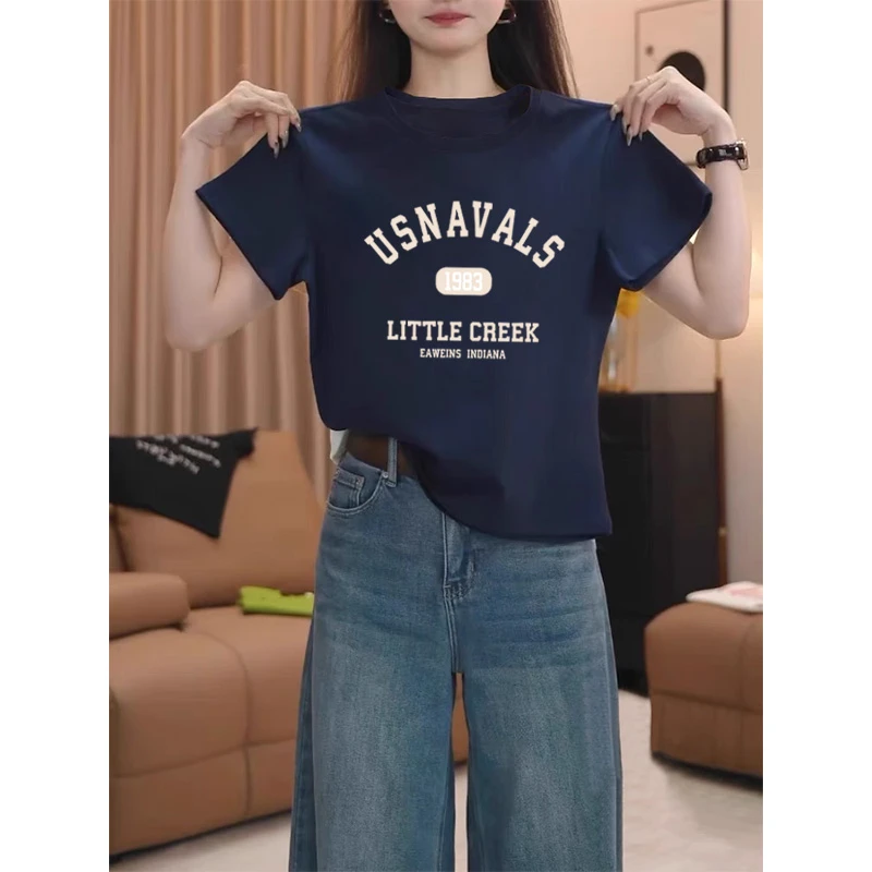 衣服女2025新款爆款正肩纯棉t恤短袖时尚休闲减龄打底衫夏季上衣