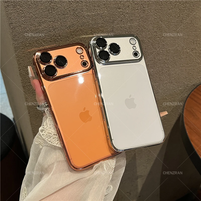 【带镜头膜硬壳】苹果17promax高级感超薄不发黄透明电镀手机壳