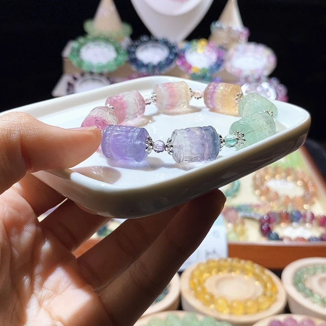 手链未镶嵌萤石回纹桶珠