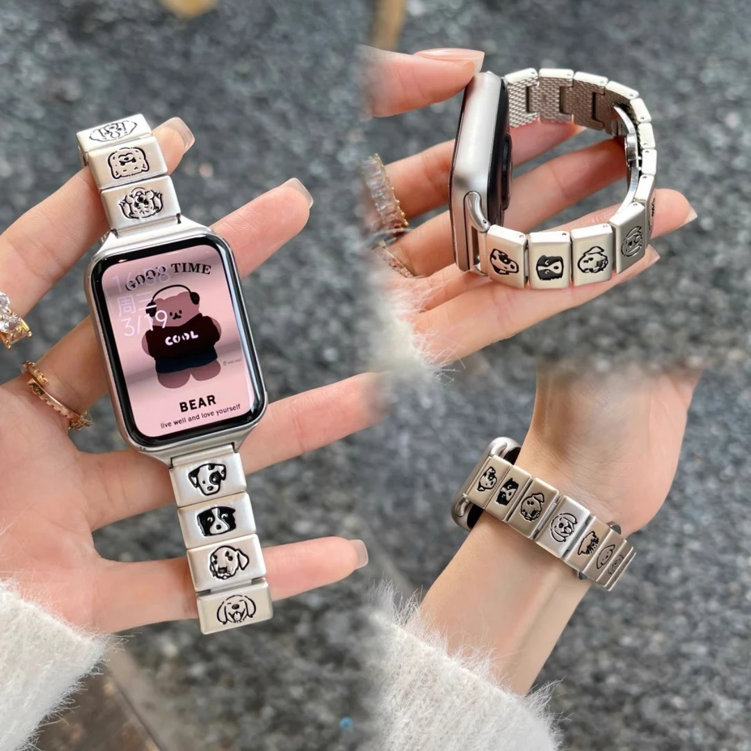 小狗动物小方块腕带适用小米手环9pro手表表带小猫8764红米watch5