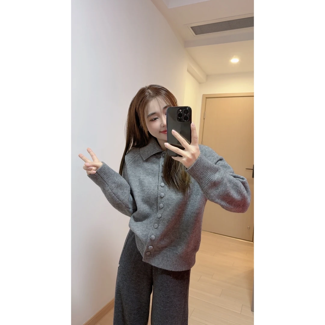 奈奈妮【梦述轻语】毛衣针织秋冬翻领套头时尚休闲百搭5580