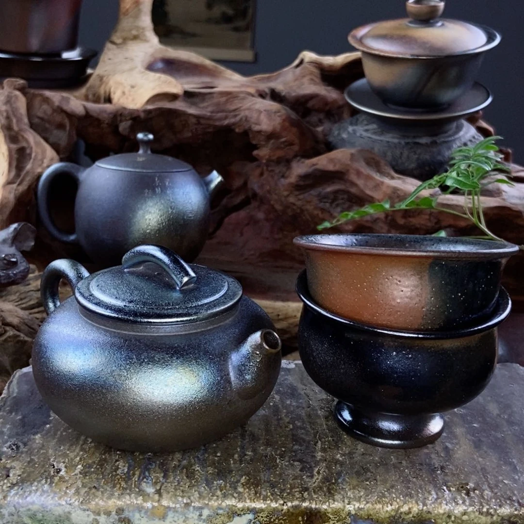 道**风建水紫陶柴烧茶具