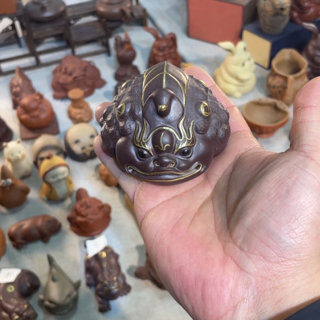 【闪购商品】紫砂茶宠一号描金金蟾