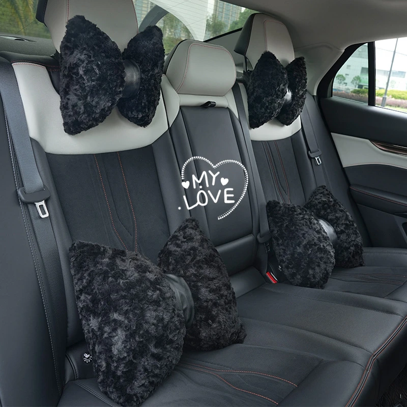 柔软舒适磨毛玫瑰花车用护腰靠枕高级感车用颈枕