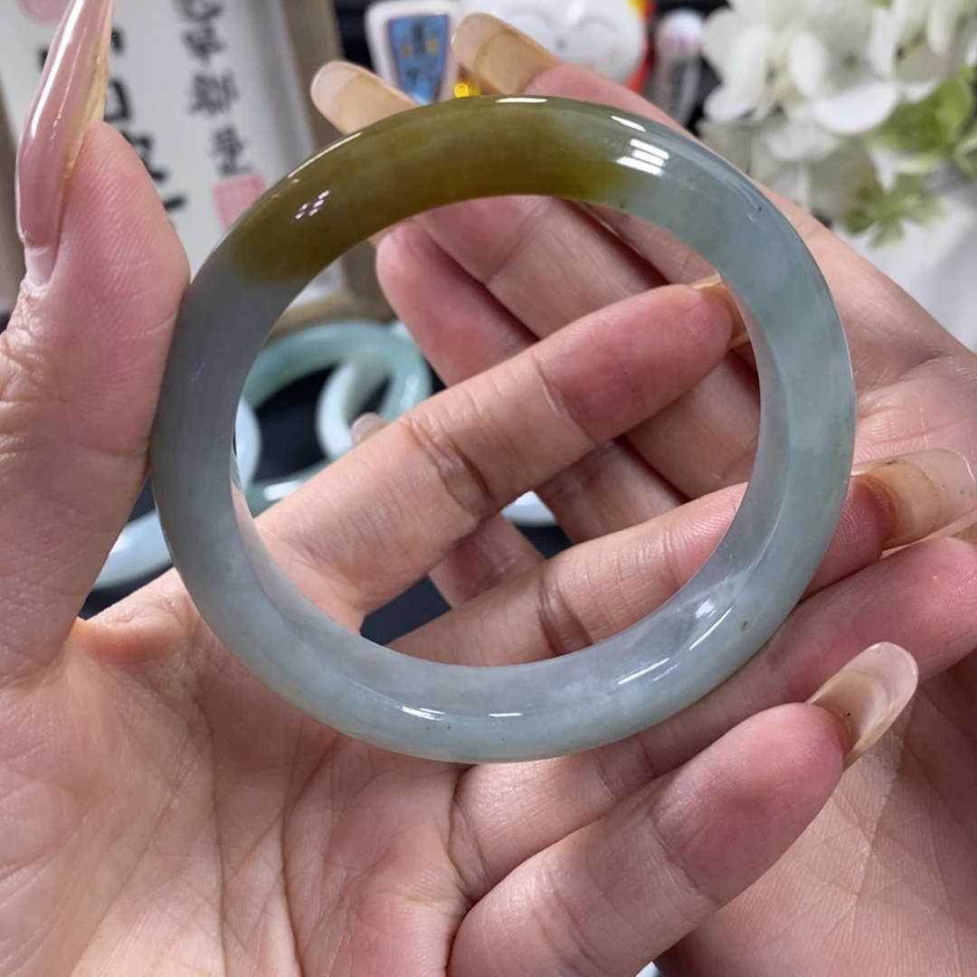 翡翠未镶嵌手镯天然翡翠手镯52.6