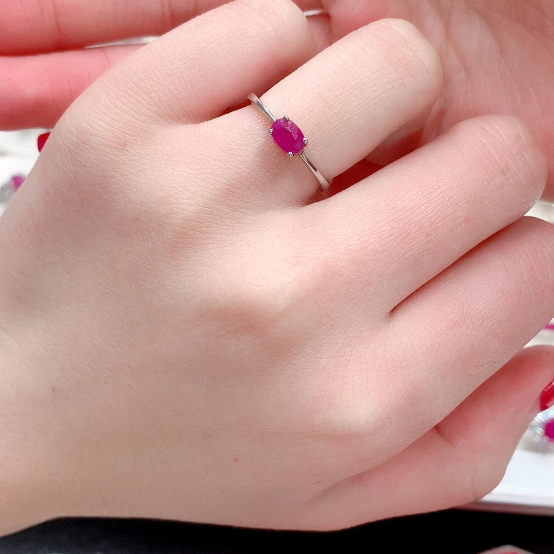 红宝石银S925镶嵌戒指