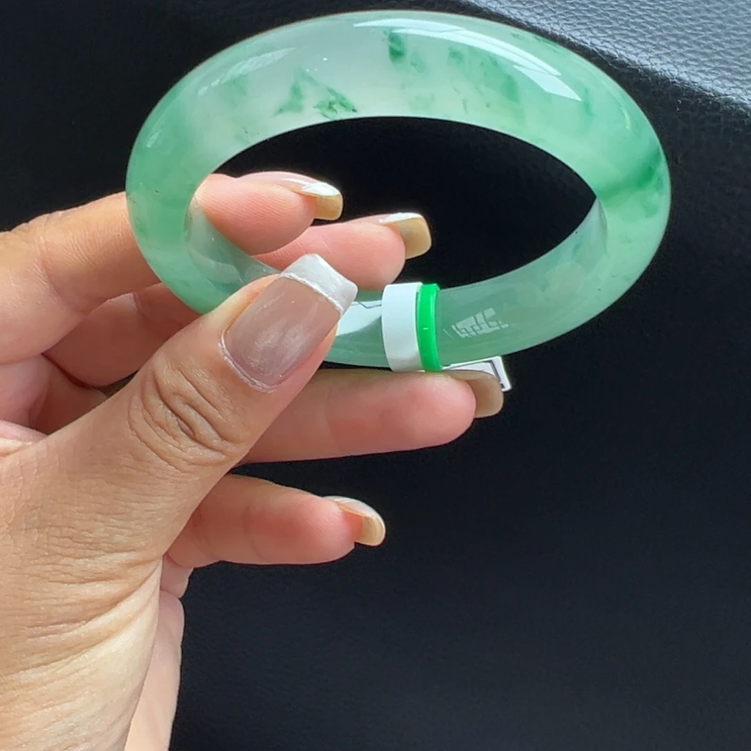 布***丁未镶嵌手镯石英质玉非洲翠5354