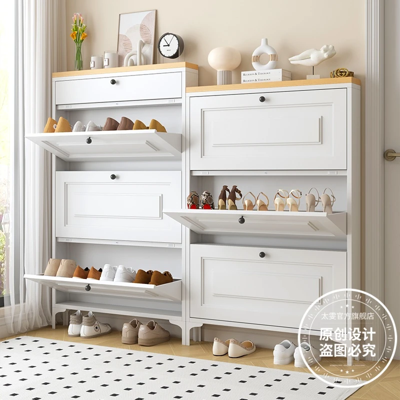 超薄鞋柜12cm家用门口多层大容量收纳柜玄关落地靠墙一体储物柜子