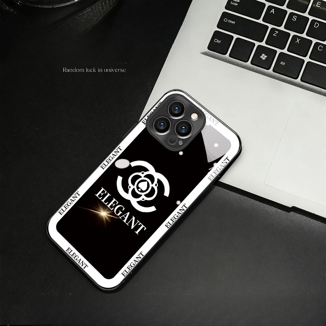 创意高级英文双C适用苹果17电镀玻璃手机壳oppo华为vivo小米手链