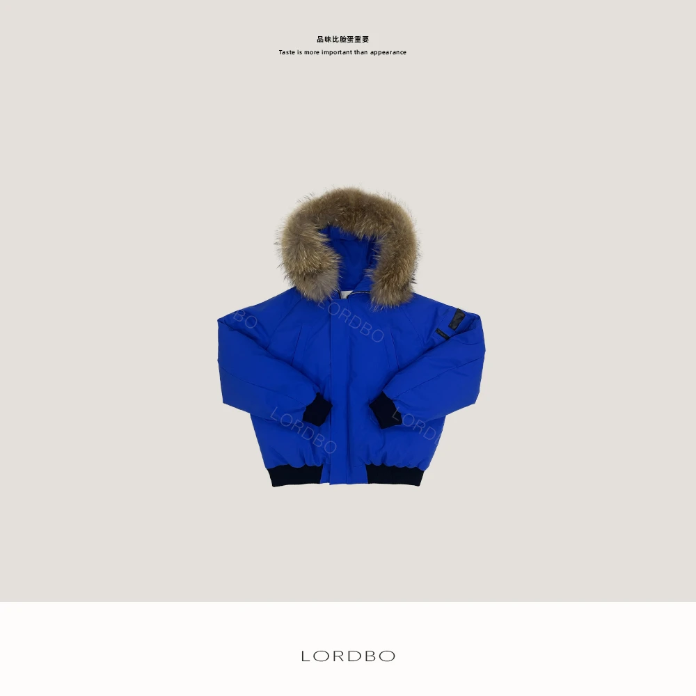 LORDBO 年度鹅王 貉子毛飞行员夹克三防鹅绒外套
