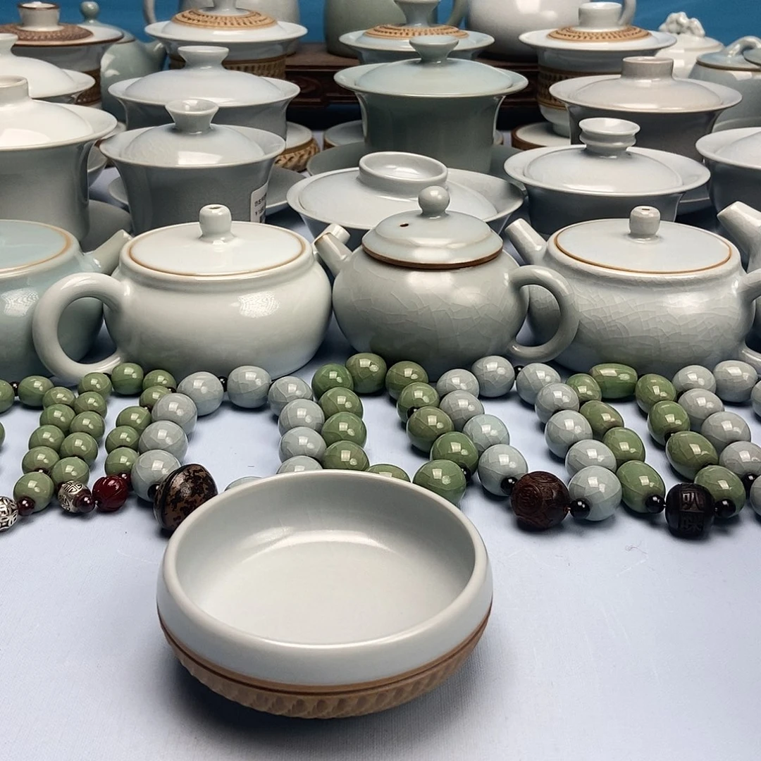 杯仿古月白釉重工跳刀普洱杯原矿原釉原产地