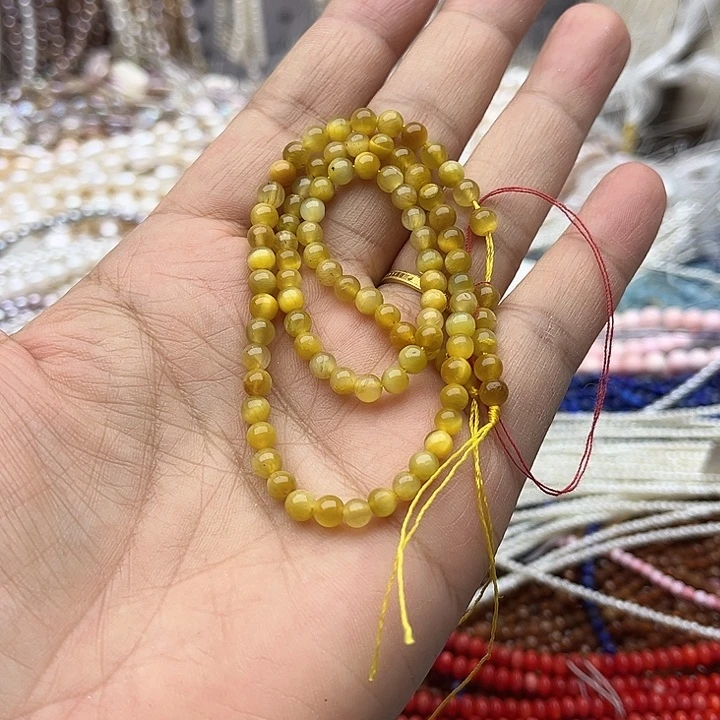 玛瑙/玉髓未镶嵌珠宝半成品一条4mm左右金虎眼
