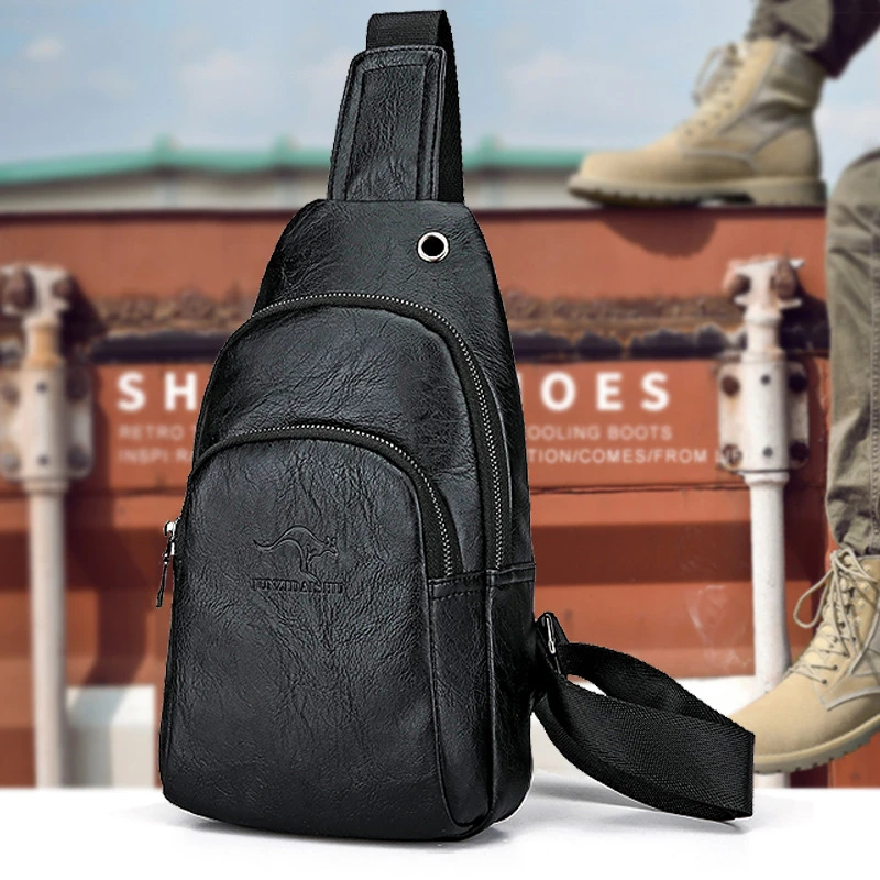 男款包包男士胸包真皮质感时尚背包男款斜肩包新款2023单肩斜挎包