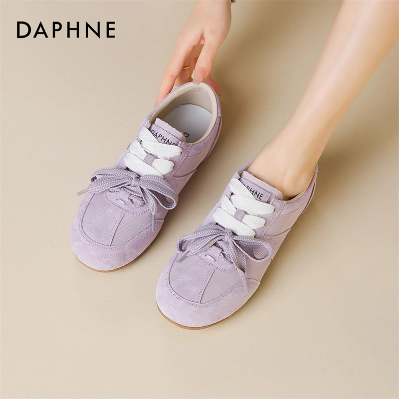 达芙妮新款内增高德训鞋女款2025夏季芭蕾风阿甘鞋百搭平底休闲鞋