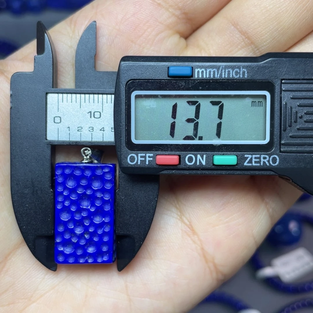银S925镶嵌青金石13×22mm陨石坑吊坠