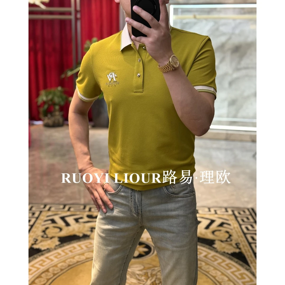 【路易理欧】2025欧货男装时尚字母胸标休闲轻奢Polo衫0251