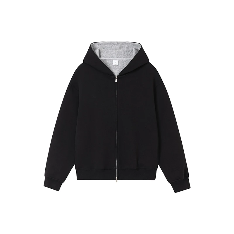 460克拼色卫衣保暖宽松型拼接高街拉链潮流百搭痞帅度假风