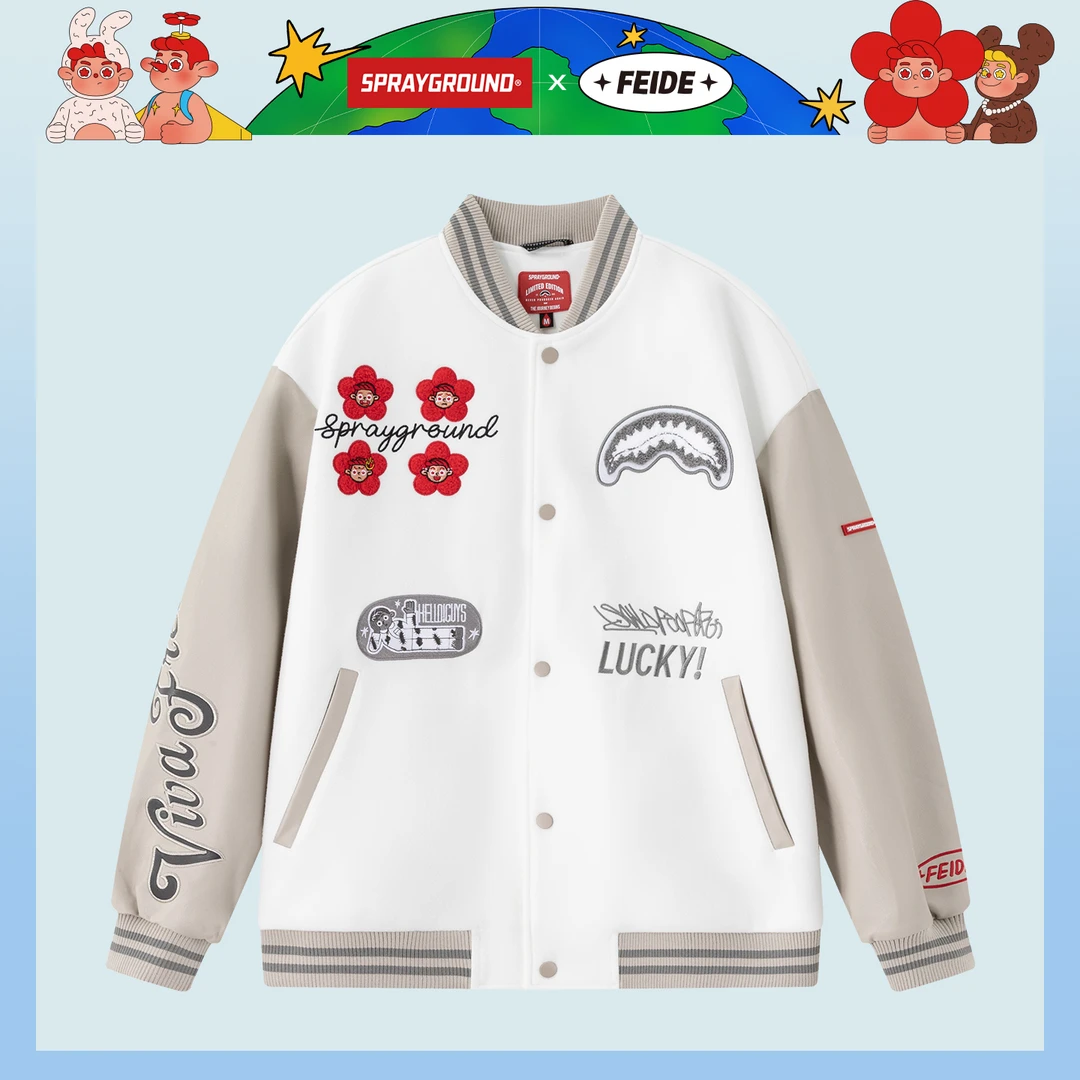 【FEIDE联名】SPRAYGROUND鲨鱼嘴棒球夹克美式休闲潮流HD WE131105