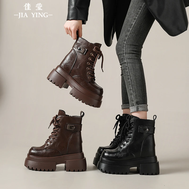 2025秋冬新款内增高马丁靴时尚百搭加绒厚底短靴网红英伦风瘦瘦靴