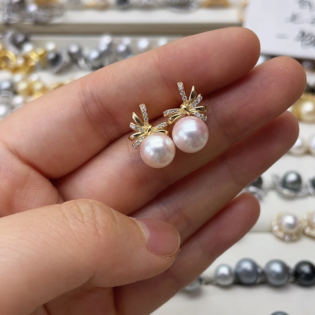 银S925镶嵌海水珍珠耳饰