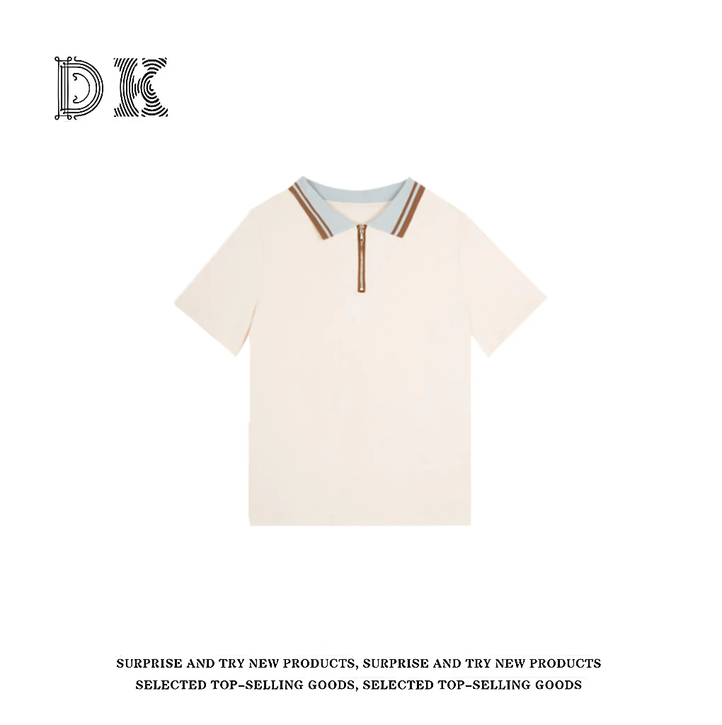 『纯白春日』夏季新款2025年POLO衫撞色拼色显白上衣【DK】
