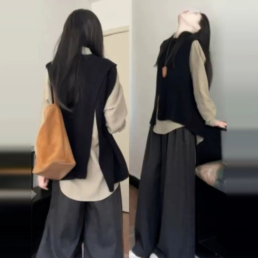 韩系氛围休闲通勤套装女早秋季2025新款高级感气质减龄穿搭一整套