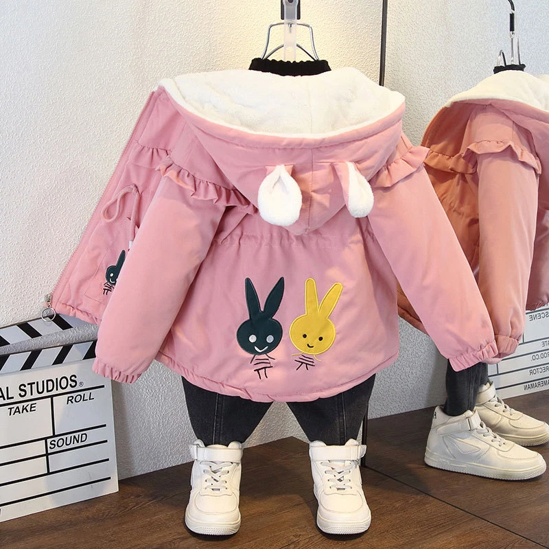 女童外套冬款棉服冬装宝宝2025冬季新款加绒加厚中长款加厚服