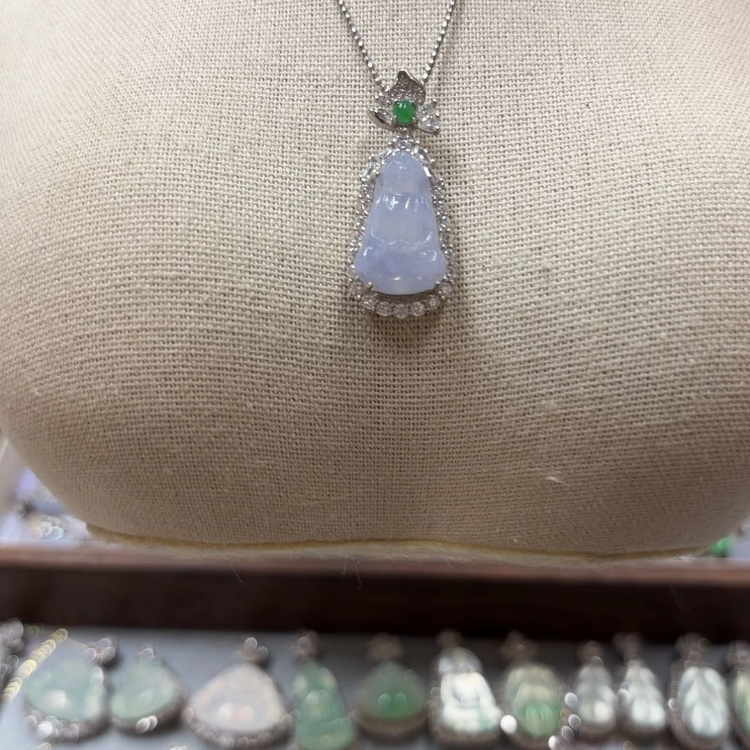 翡翠银S925镶嵌吊坠(不含链)