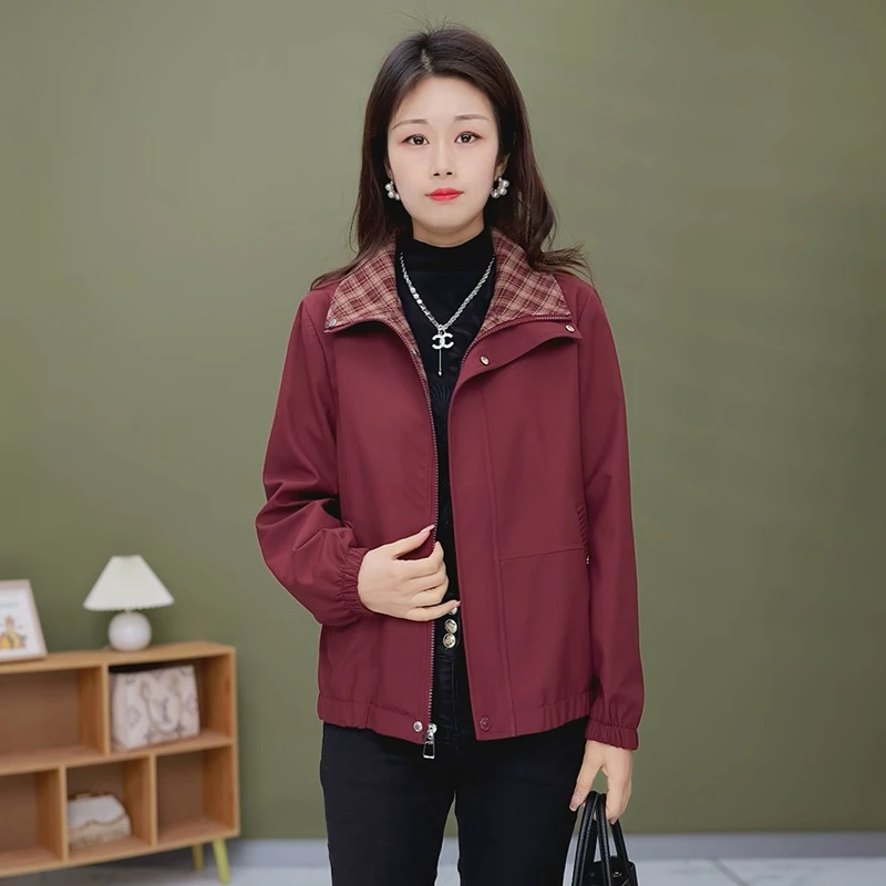 A007春季新品时尚休闲短百搭款外套高档减龄显瘦中老年外套妈妈装