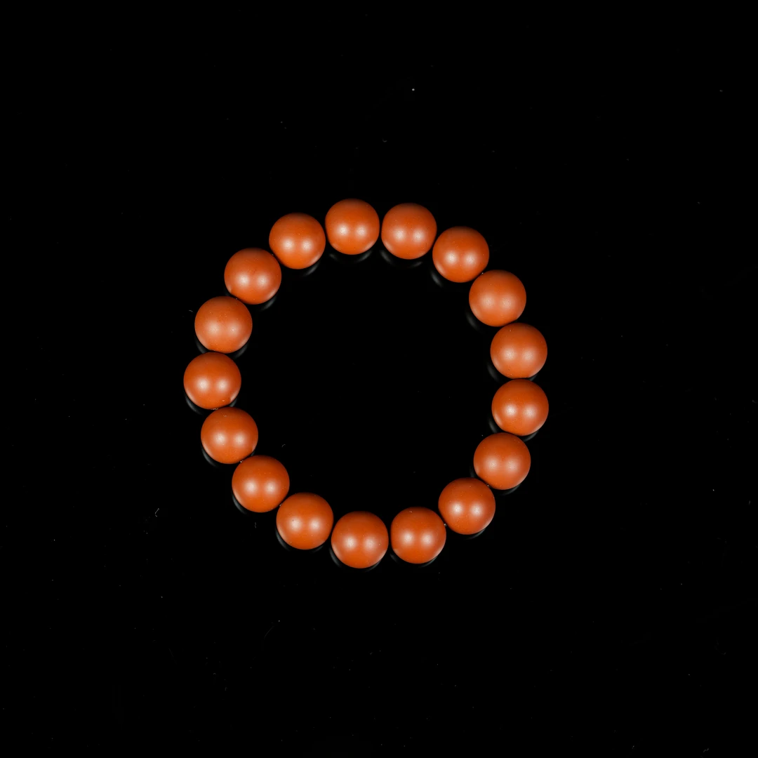 宜兴紫砂手串手持盘玩原矿手工【朱泥素圈】12mm