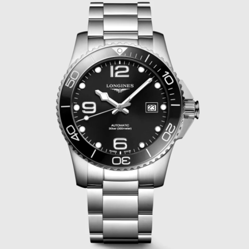 99新 Longines/浪琴 康卡斯系列自动机械41mm黑盘单表原盒
