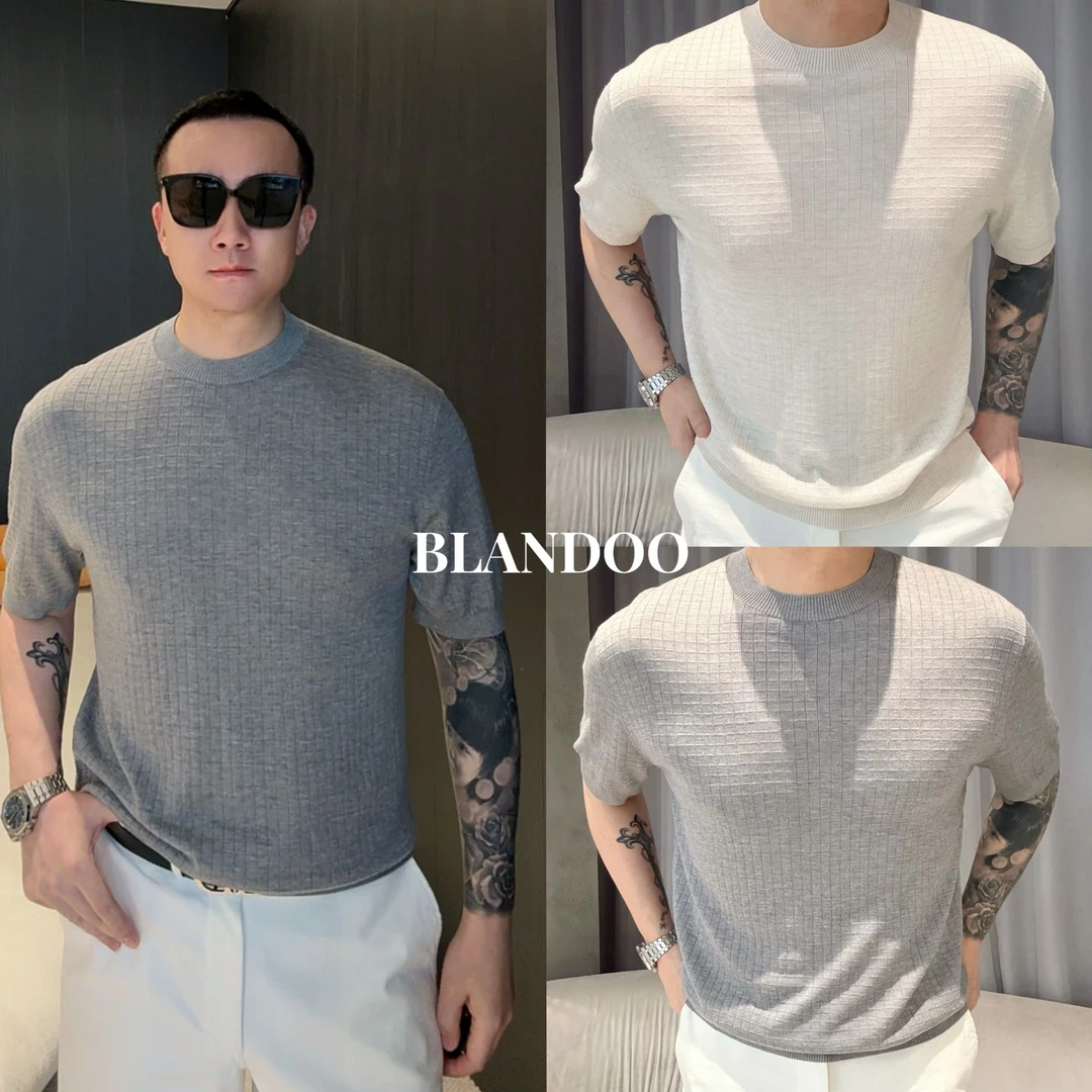 BLANDOO “松弛老钱”  夏 L*P天*丝羊毛混纺亲肤冰感T恤8BD735