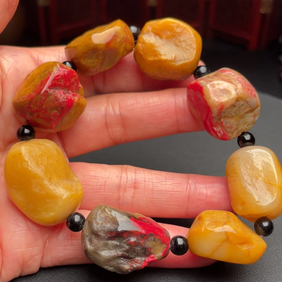 田黄石田黄石手把件手串