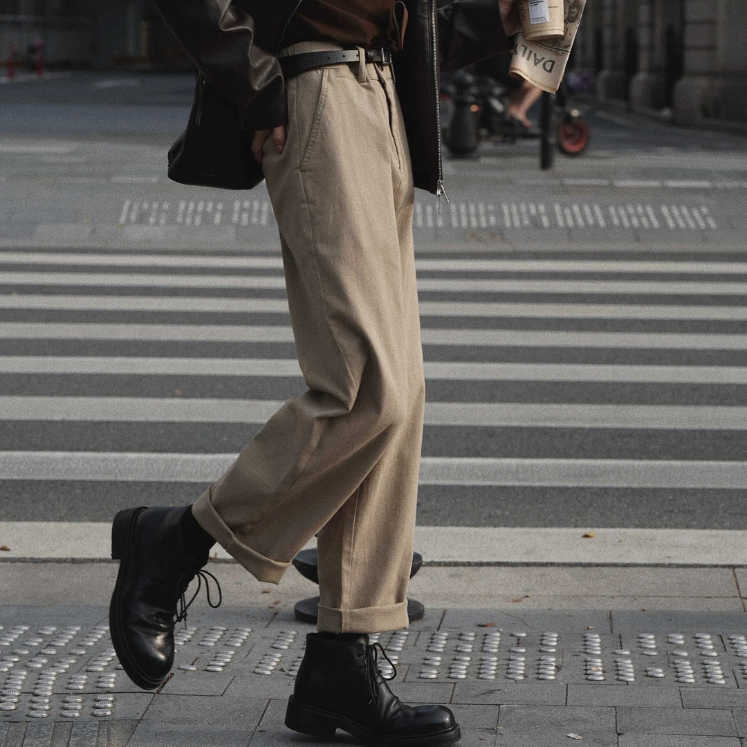 Eli【旧街光影】复古新疆长绒棉水洗斜纹垂坠感松弛简约休闲直筒裤