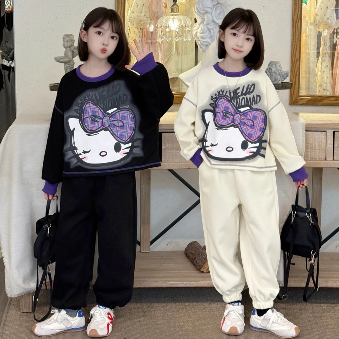 女童春秋款套装2025新款洋气儿童中大童涂鸦卫衣秋装休闲裤两件套