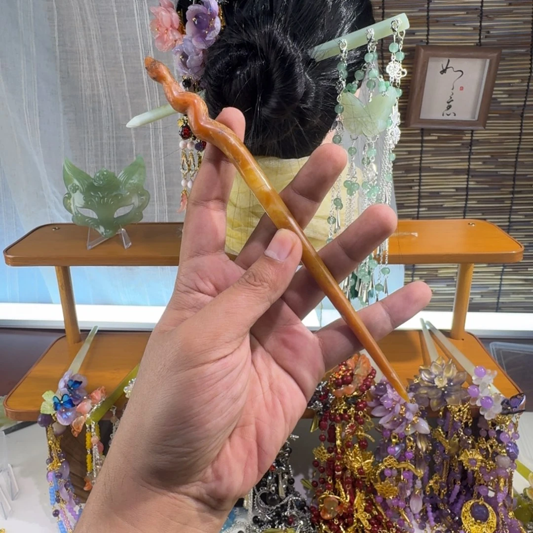 蛇纹石玉合金发饰
