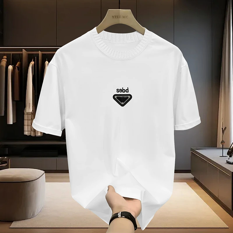 【轻奢男装-空标三角-a】T2091字母贴布潮流时尚宽松男女同款T恤